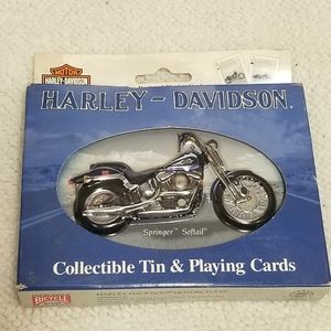 Harley Davidson Playing Cards with Collectible Tin Springer Softail  NEW…